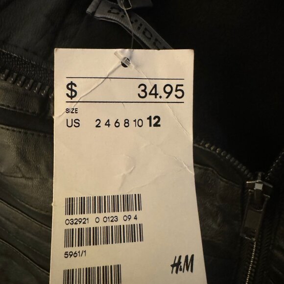 H&M Black Leather Mesh Stretch Short Mini Skirt Back Zipper - Picture 4 of 4